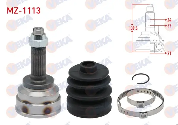 Aks Kafası Sol-Sağ On Dıs Mazda 323 III (Bf) 1.6 24X21x52 Uzunluk 140,7 mm 1985-1991