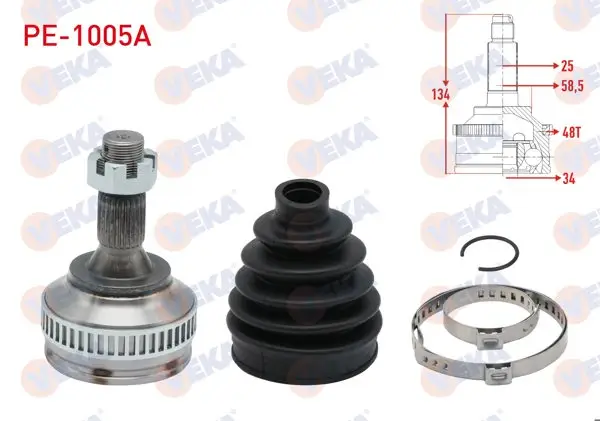 Aks Kafası Sol-Sağ On Dıs Peugeot Partner 1.6 HDI ABS li 48 Dıs 25X34x58,5 Uzunluk 134 mm 2008 -