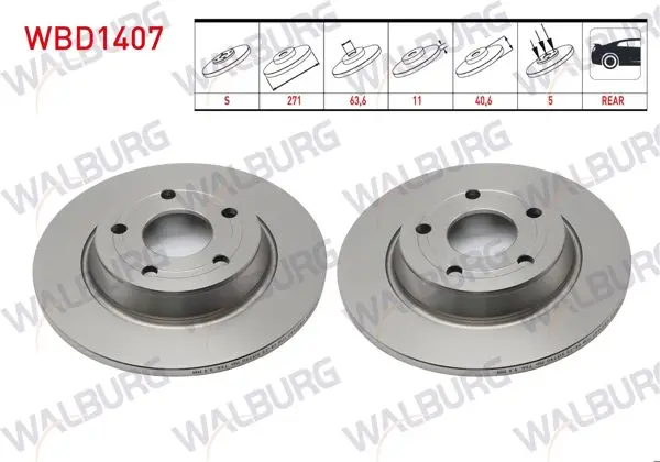 Fren Diski Arka Havalı 5 Bjn 271X11x63,6X40,6 Ford Focus IV 1.5 Ecoboost 2018-/ Focus IV 1.5 Ti-Vct 2018-