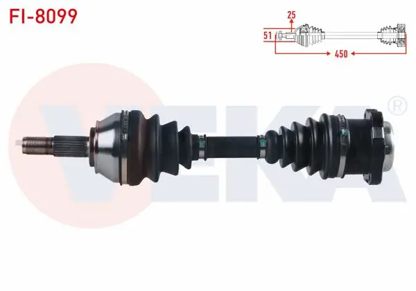 Komple Aks Sol Ön Fiat Punto 1.3 JTD-1.9 JTD 5 Vites M-T Uzunluk 450mm 1999-2009