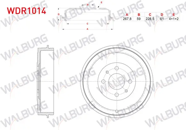 Fren Kampanası Arka 4 Delik 267,8X59x228,5X61 Fiat Doblo 1.3 JTD-1.9 JTD 2001-2010 / Fiorino 1.3 Mjt 1998-2005 / Linea 1.3 Mjt 2007 -