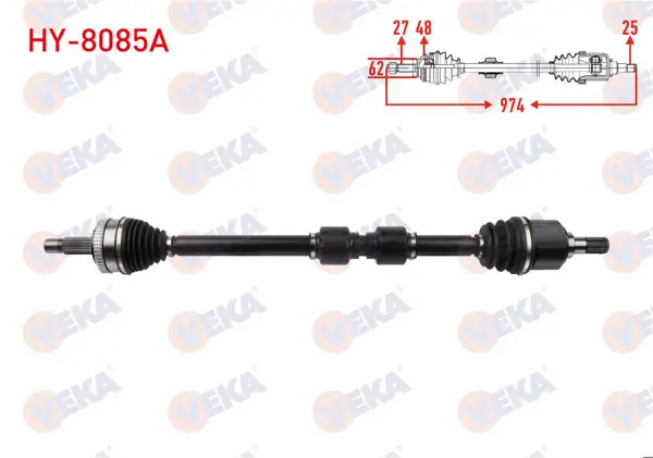 Komple Aks Sağ On ABS li 48 Dıs Uzunluk 974mm Hyundai Ix35 1.6 GDI M-T 4X2 2010-/ Kia Sportage 1.6 GDI M-T 4X2 2010 -