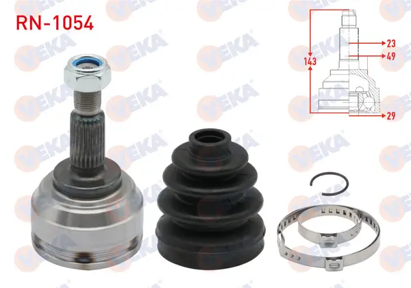 Aks Kafası Sol-Sağ On Dıs 23X29x49 Uzunluk 143mm Renault Clio III 1.5 DCI M-T 2005-2012 / Dacia Logan-Logan Mcv 1.5 DCI 2004-2012