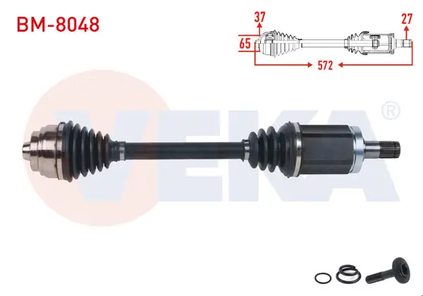 Komple Aks Sol Ön Uzunluk 572mm BMW 5 Serisi Gran Turısmo (F07) 530D-535D A-T 2010-2017 / 7 Serisi (F01) 730D-740 D-750 İ A-T 2009