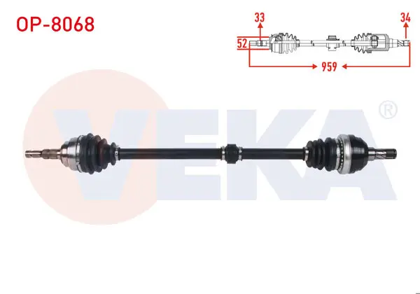 Komple Aks Sağ On Uzunluk 959mm Opel Astra G 2.0 16V 1998-2005