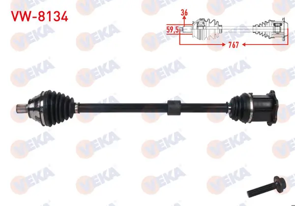 Komple Aks Sağ On Uzunluk 767mm VW Golf VIII (Cd1) 1.0 TSI 2020-/ Audi Q2 (Gab) 1.0 TFSI / Seat Leon Sc (5F5) 1.0 TSI 2015-2018