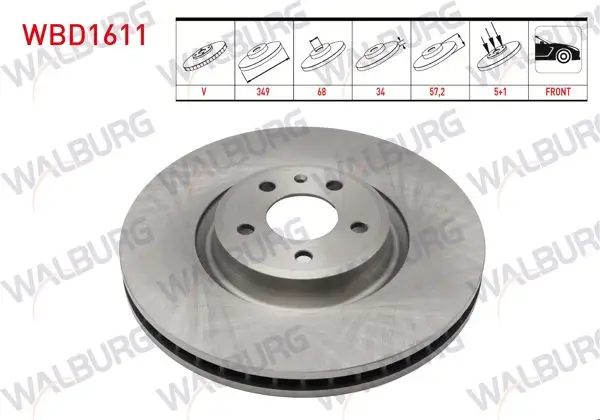 Fren Diski Ön Havalı 5 Bjn 349X34x68x57,2 Audi A4-A5-Q5-Q7 1.4 TFSI-2.0 TDI-2.0 TFSI 2015-/ A6-A7-A8 2.0 TDI-2.0 TFSI-3.0 TDI 2018-/ Volkswagen Touareg 3.0 TDI 2018-