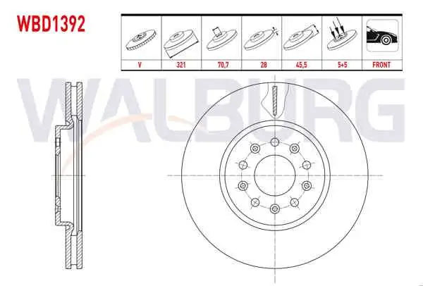 Fren Diski Ön Havalı 5 Bjn 321X28x70,7X45,5 Opel Insignia B (Z18) 1.6 CDTI 17 Jant 2017-/ Opel Insignia B (Z18) 2.0 CDTI 2017-