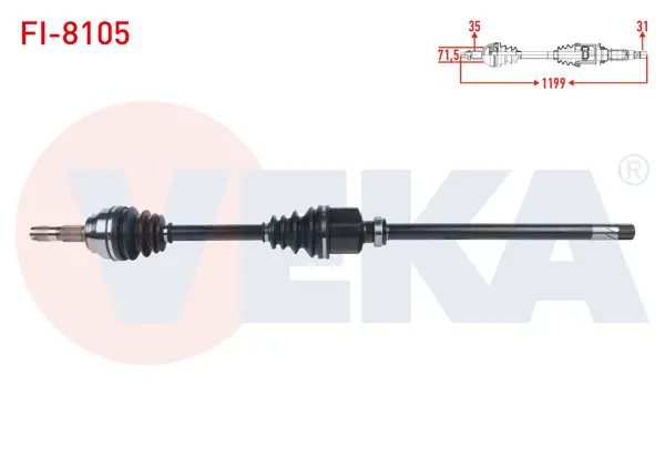 Komple Aks Sağ On Uzunluk 1199mm Fiat Ducato 3.0 Mjt A-T / M-T 2006-2014 / Citroen Jumper III 3.0 HDI A-T / M-T 2006-2014 / Peugeot Boxer III 3.0 HDI A-T / M-T 2006-2014