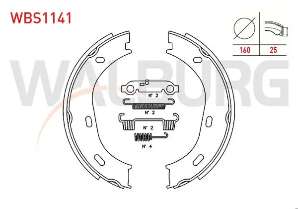 El Fren Balata Arka Aksesuarlı 160X25mm Mercedes (W123) 1977-1985 / S Serisi (W116) 1972-1980 / S Serisi (W126) 1981-1991 / S Serisi (W220) 1998-2005