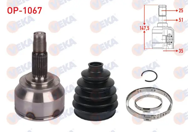 Aks Kafası Sol-Sağ On Dıs 25X35x51 Uzunluk 147,5mm Opel Corsa D (S07) 1.6 T 2006-2014 / Corsa E (X15) 1.6 T 2015 -