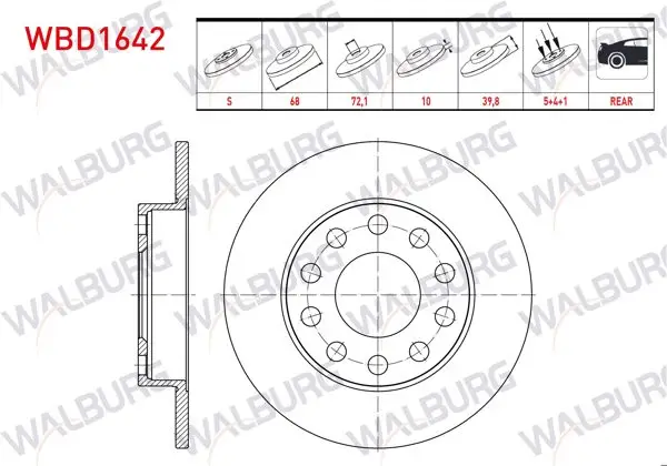 Fren Diski Arka Düz 5 Bjn 245X10x68x39,8 Audi A4 (8E2) 2000-2004 / A4 (8Ec) 2004-2008 / Seat Exeo (3R2) 2008-2013