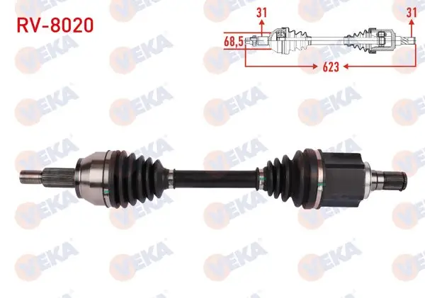Komple Aks Sol Ön Uzunluk 623mm Land Rover Evoque 2.0 4X4 A-T 2011-2019