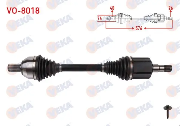 Komple Aks Sol Ön Uzunluk 576mm Volvo S60 II / V60 I / V70 III D2 A-T 2015 -