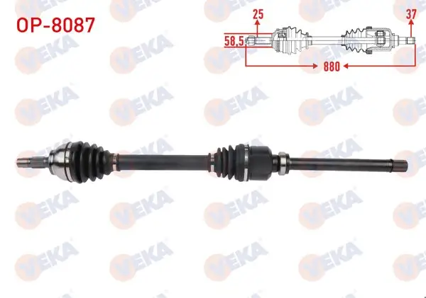 Komple Aks Sağ On Uzunluk 880mm Opel Crossland X 1.2 2017-/ Citroen C3 Aircross II 1.2 2017 -