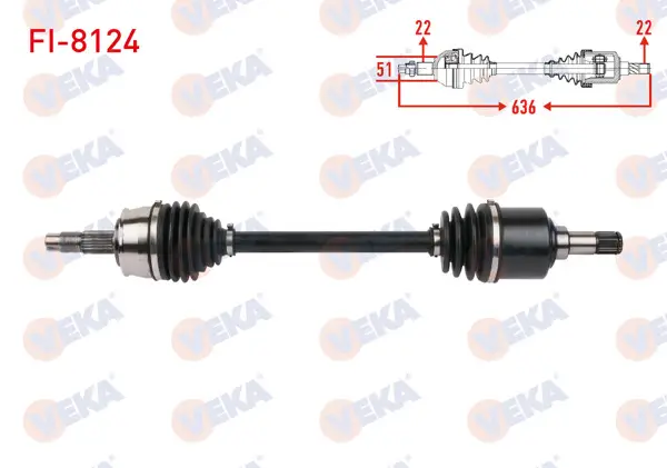 Komple Aks Sol Ön Uzunluk 636mm Fiat Idea 1.4 16V 2005 -