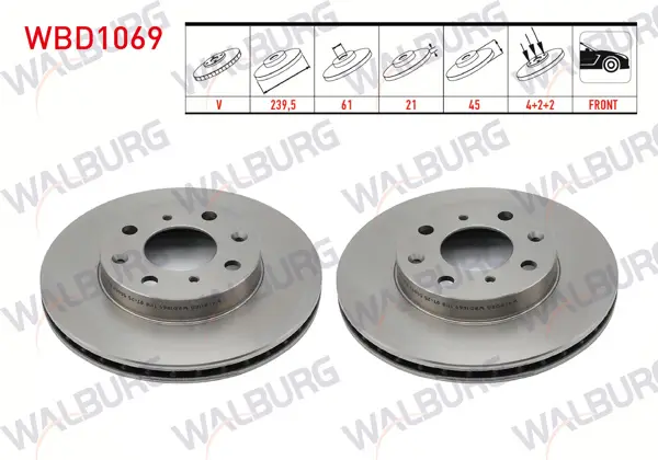Fren Diski Ön Havalı 4 Bjn 239,5X21x61x45 Honda Civic VI 1.5İ 1995-2001 / Civic VI 1.4İ 1995-2001 / Civic VI 1.6İ 1995-2001
