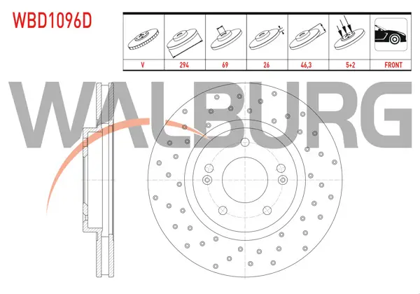 Fren Diski Ön Havalı Performans Delikli 5 Bjn 294X26x69x46,3 Hyundai Santa Fe (Sm) 2.0 CRDI 2001-2006 / Santa Fe (Sm) 2.0İ 2001-2006 / Santa Fe (Sm) 2.4İ 16V 2001-2006 / Santa Fe (Sm) 2.7İ V6 2001-2006