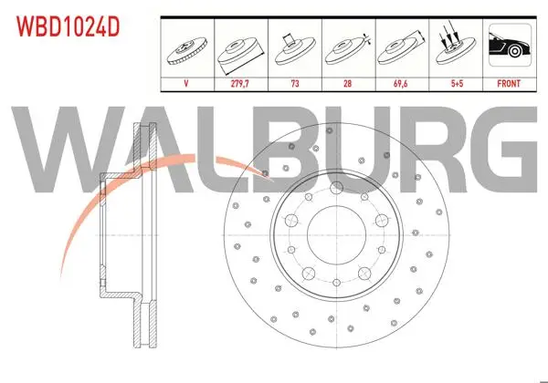 Fren Diski Ön Havalı Performans Delikli 5 Bjn 16 Jant 279,7X28x73x69,6 Fiat Ducato 2.3 Mjt 2006-2014 / Ducato 3.0 Mjt 2006-2014 / Peugeot Boxer III 2.2 HDI 2006-2014 / Citroen Jumper III 2.2 HDI 2006-2014