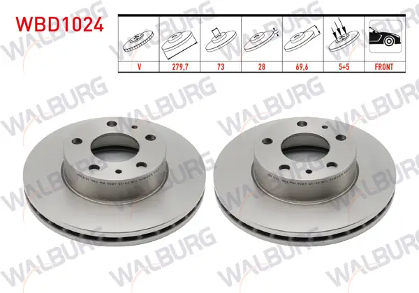 Fren Diski Ön Havalı 5 Bjn 16 Jant 279,7X28x73x69,6 Fiat Ducato 2.3 Mjt 2006-2014 / Ducato 3.0 Mjt 2006-2014 / Peugeot Boxer III 2.2 HDI 2006-2014 / Citroen Jumper III 2.2 HDI 2006-2014