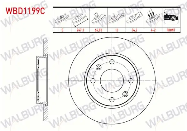 Fren Diski Ön Düz Kaplamalı 4 Bjn 247,3X13x66,02X34,2 206 (2A / C) 1.4 HDI-1.4İ 16V 1998-2006 / Xsara 1.4 1997-2005 / Xsara 1.6 1997-2005 / Xsara 1.8 1997-2005 / 306 1.4İ 1993-2002 / 306 1.6İ 1993-2002