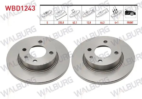 Fren Diski Ön Düz 4 Bjn 235,8X12,8X62,1X46,3 Skoda Felicia (6U1) 1.3 1994-2002 / Felicia (6U1) 1.6 1994-2002 / Felicia (6U1) 1.9 D 1994-2002
