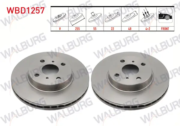 Fren Diski Ön Havalı 4 Bjn 255X22x55x48 Toyota Corolla (_E10_) 1.3İ (Ee101) 1992-1997 / Corolla (_E10_) 1.6İ (Ae101) 1992-1997