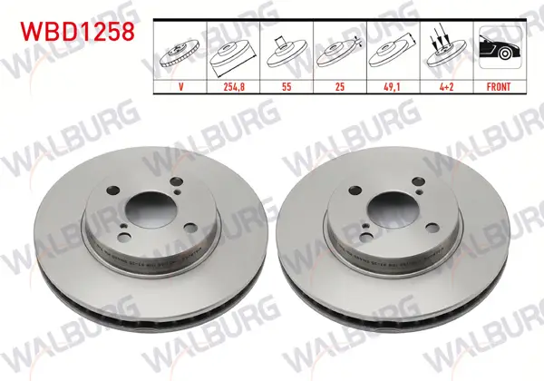 Fren Diski Ön Havalı 4 Bjn 254,8X25x55x49,1 Toyota Corolla (_E12_) 1.4 Vvt-I 2002-2007 / Toyota Corolla (_E12_) 1.6 Vvt-I 2002-2007 / Corolla (_E12_) 1.8 Vvt-I 2002-2007