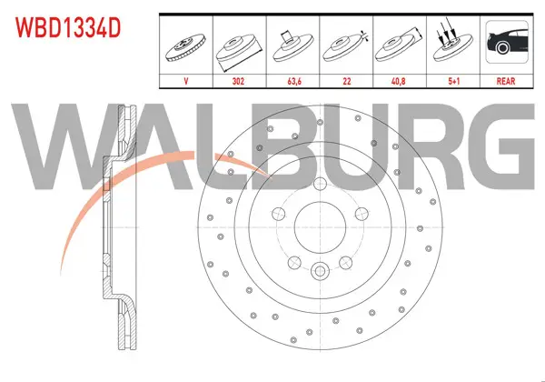 Fren Diski Arka Havalı Performans Delikli 5 Bjn 302X22x63,6X40,8 S60 II T3-T4-T5-D3-D5-2.0T (Elektronık El Frenı) 2010-/ S80 II D3-D5-T5-T6 2006-/ V60 T6-T5-D3-D5-1.6D 2010-/ V70 III 1.6D-2.0D 2006-/ Xc70