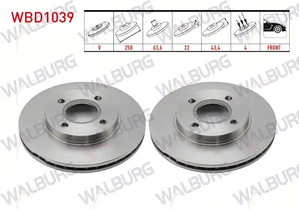 Fren Diski Ön Havalı 4 Bjn 258X22x63,6X43,4 Ford Focus 1.6İ 16V-1.8 TDCI-2.0 16V 1998-2004 / Fiesta V 1.4 TDCI-1.4İ 16V-1.6İ 16V-1.6 TDCI 2001-2008 / Fusion 1.4 TDCI 2002-2010