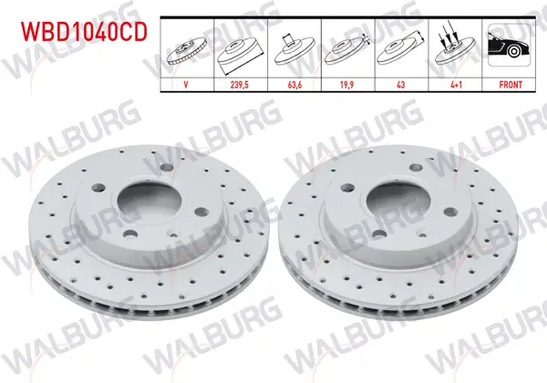 Fren Diski Ön Havalı Kaplamalı Performans Delikli Ford Fiesta IV 1.4İ 16V 4 Bjn 239,5X19,9X63,6X43 1996-2002