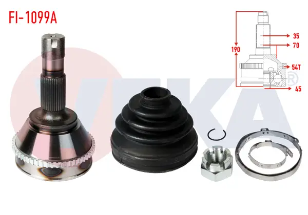 Aks Kafası Sol-Sağ On Dıs ABS li 54 Dıs 35X45x70 Uzunluk 190mm Fiat Ducato 1.9 TD 18Q 1994-2002