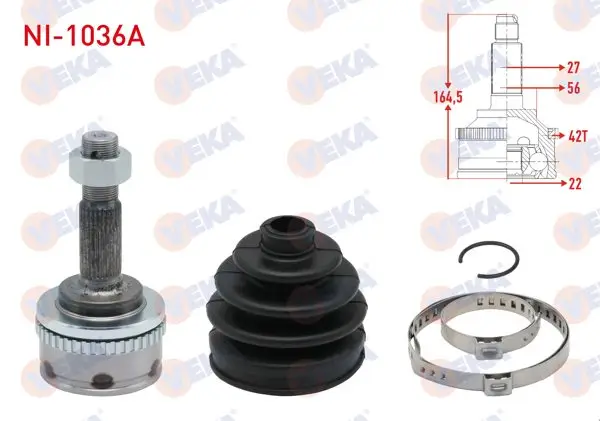 Aks Kafası Sol-Sağ On Dıs Nissan Primera (P10) 1.6İ 16V ABS li 42 Dıs 27X22x56 Uzunluk 165,4 mm 1990-1998