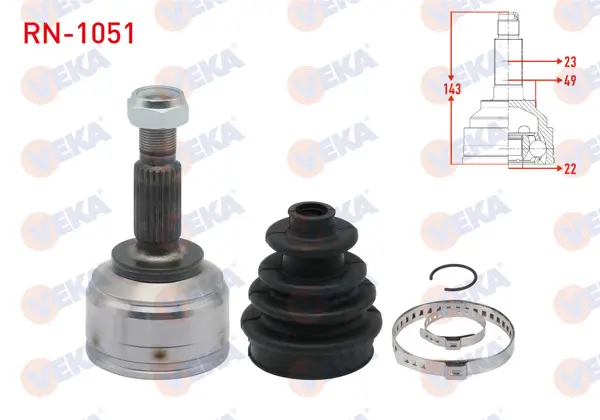 Aks Kafası Sol-Sağ On Dıs Dacia Sandero II 1.5 DCI 23X22x49 Uzunluk 143 mm 2013 -