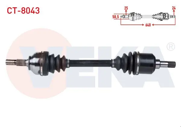 Komple Aks Sol Ön Citroen C5 II (Rc) 1.6 HDI M-T Uzunluk 648mm 2004-2008
