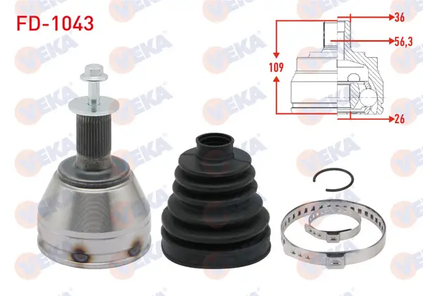 Aks Kafası Sol-Sağ On Dıs Ford C-Max I 1.6 TDCI 36X26x56,3 Uzunluk 109mm 2007-2011