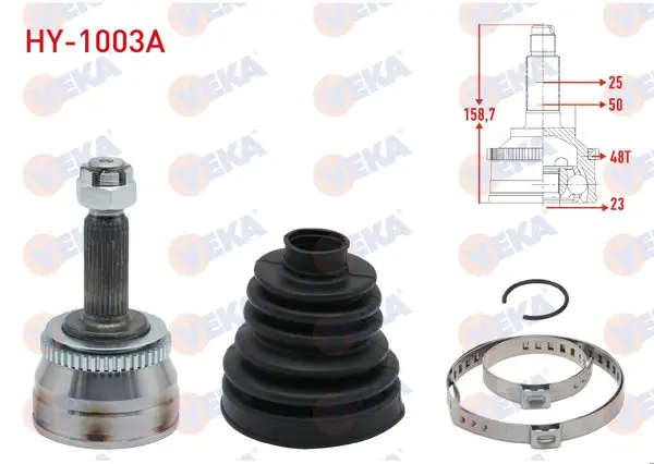 Aks Kafası Sol-Sağ On Dıs Hyundai Accent Era 1.5 CRDI ABS li 48 Dıs 25X23x50 Uzunluk 159 mm 2006-2012