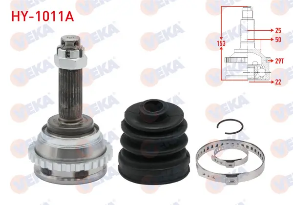 Aks Kafası Sol-Sağ On Dıs Hyundai Accent Admıre 1.3 ABS li 29 Dıs 25X22x50 Uzunluk 153mm 2003-2006