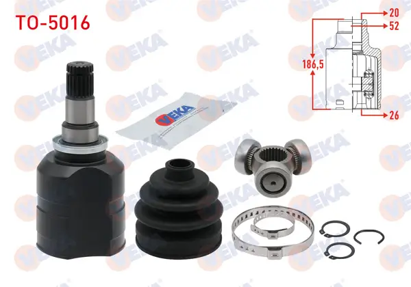 Aks Kafası Sol Ön Ic Toyota Corolla 1.4 D-4D 20X26x52 Uzunluk 186,50mm 2012 -