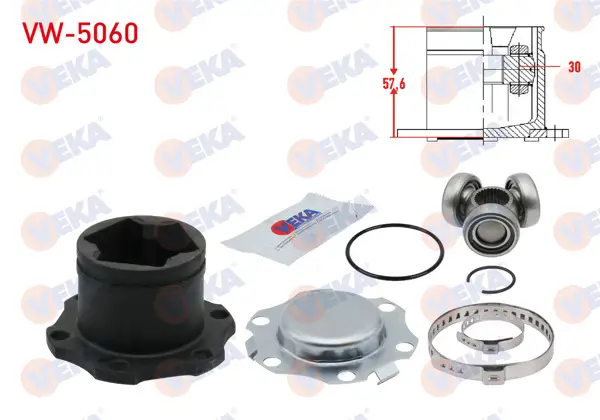 Aks Kafası Sol-Sağ On Ic Volkswagen Golf IV (1J1) 1.6İ Freze Dıs 30 Uzunluk 57.6mm 1997-2005