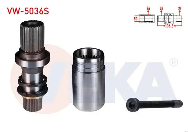 Aks Kafası Sağ On Ic Freze Ek Mili Kit 26X37x50 Uzunluk 136,5mm VW Transporter T5 1.9 TDI 105 Hp 5 İleri 2003-2011