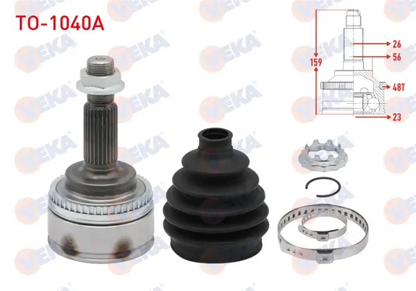 Aks Kafası Sol-Sağ On Dıs Toyota Corolla (_E12_) 1.4 Vvt-I ABS li 48 Dıs 26X23x56 Uzunluk 160 mm 2002-2007