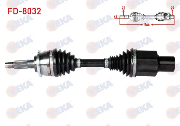 Komple Aks Sağ On Uzunluk 566mm Ford Ranger 2.2 TDCI-3.2 TDCI A-T / M-T 2011 -