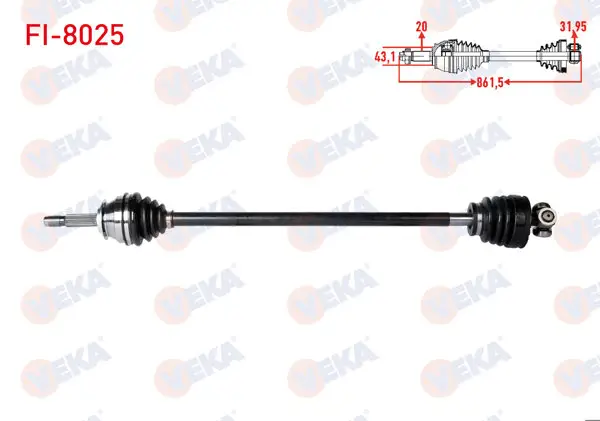 Komple Aks Sağ On Fiat Uno 70 1.4İ Uzunluk 861,5 mm 1994-2000