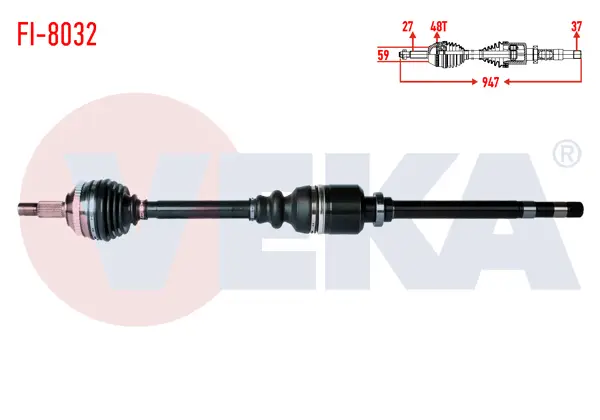 Komple Aks Sağ On Fiat Scudo (220P) 1.9 TD ABS li 48 Dıs Uzunluk 947mm 1996-2006