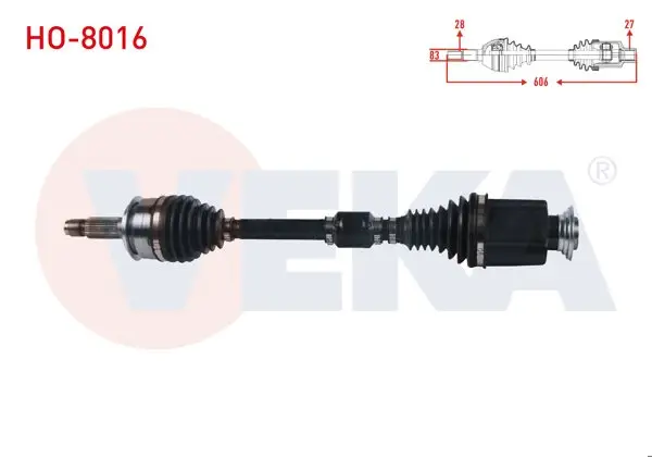 Komple Aks Sağ On Honda Civic X (Fc) 1.6İ A / T Uzunluk 606 mm 2016 -