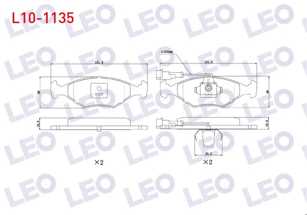 Fren Balata Ön Fişli Fiat Palio 1.2İ 16V 1996-2005 / Palio 1.4İ 1996-2005 / Palio 1.6İ 16V 1996-2005 / Albea 1.2 1996-2003 / Albea 1.6 1996-2003 / Siena 1.4İ 1997-2002 / Siena 1.6İ 16V 1997-2002