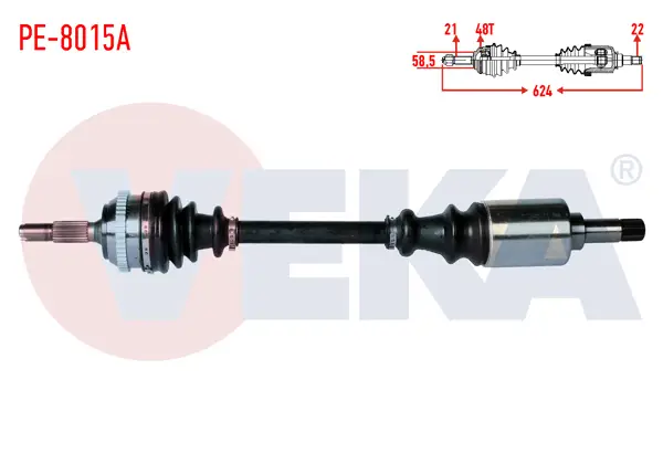 Komple Aks Sol Ön Peugeot 106 II 1.4İ ABS li 48 Dıs Uzunluk 624mm 1996-2002