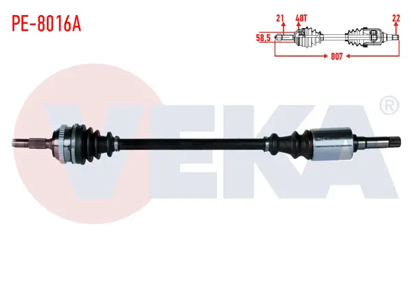 Komple Aks Sağ On Peugeot 106 II 1.4İ ABS li 48 Dıs Uzunluk 807mm 1996-2002
