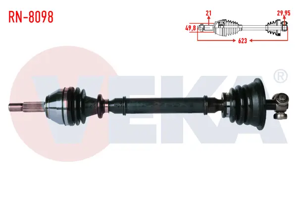 Komple Aks Sol Ön Renault Clio II (Bb0 / 1 / 2,Cb0 / 1 / 2) 1.4İ Uzunluk 623 mm 1998-2005